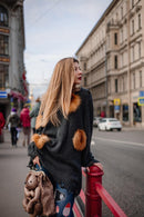 Oversized Wool Cardigan with Fox Fur