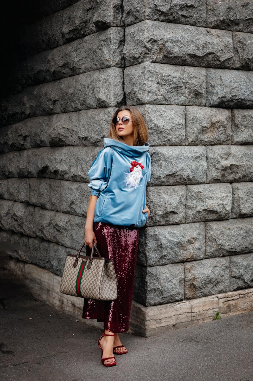 Handmade Embroidered Cotton Velvet Hoodie