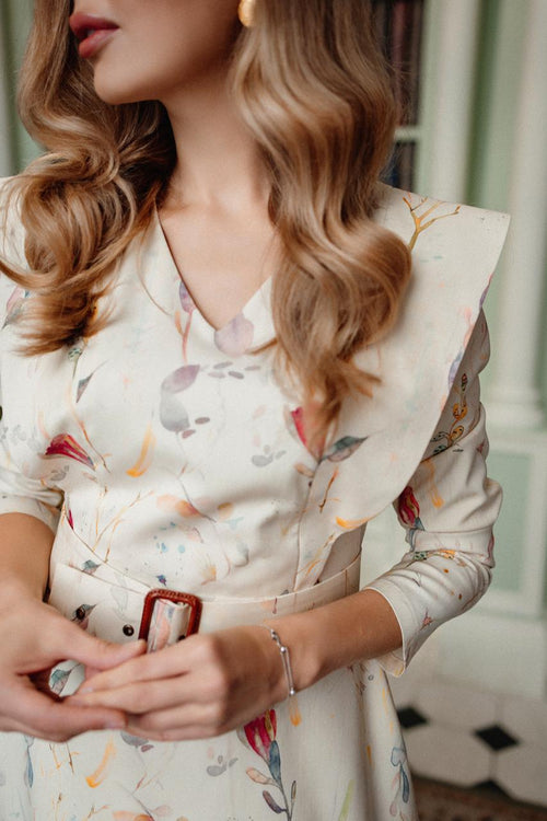 Floral Wool Midi Dress