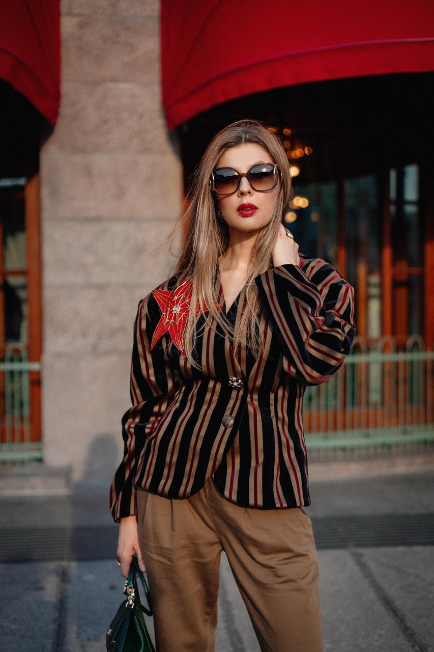 Striped Velvet Blazer