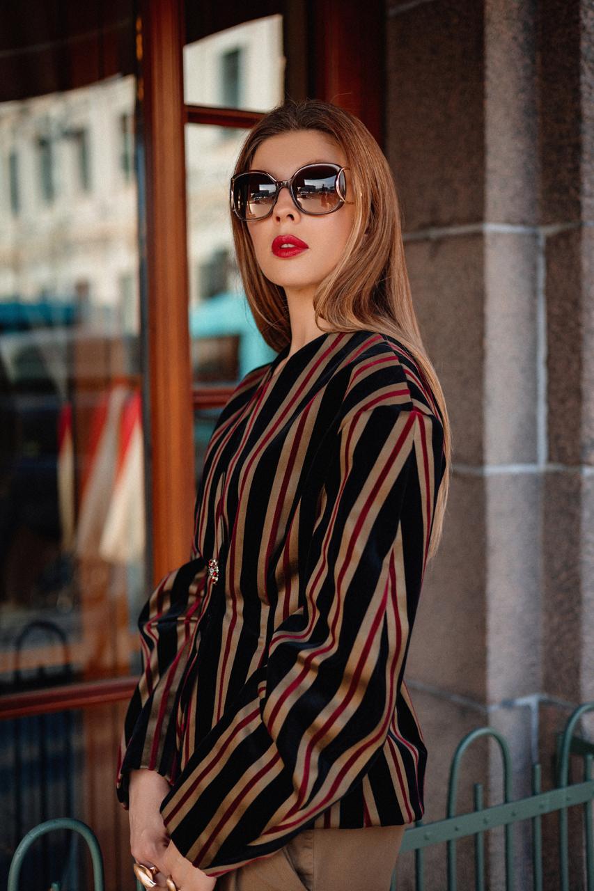 Striped Velvet Blazer