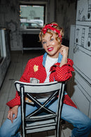 Red Polka Dot Jacket with Denim Details