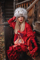 Red Hand-Embroidered Sweatshirt
