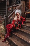 Red Hand-Embroidered Sweatshirt
