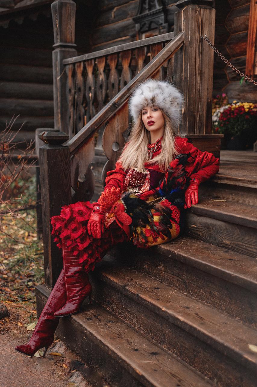 Red Hand-Embroidered Sweatshirt