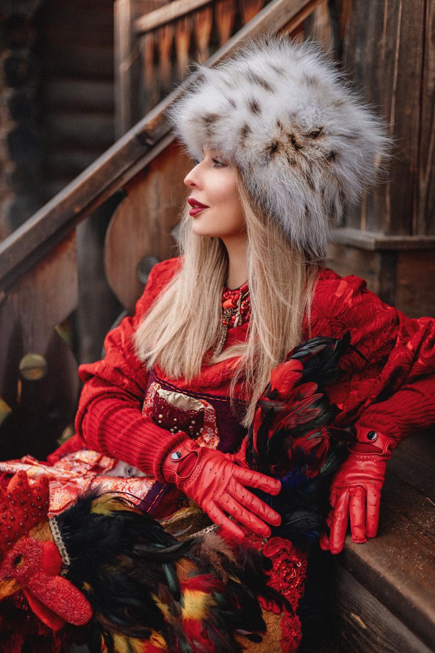 Red Hand-Embroidered Sweatshirt
