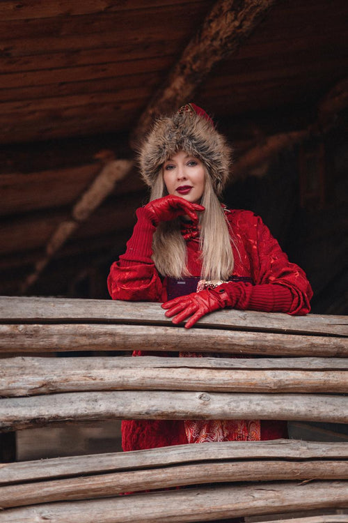 Red Hand-Embroidered Sweatshirt