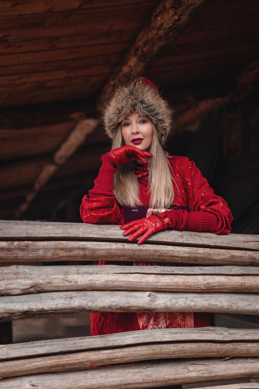 Red Hand-Embroidered Sweatshirt