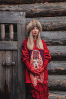 Red Hand-Embroidered Sweatshirt