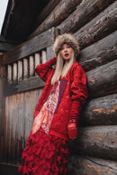 Red Hand-Embroidered Sweatshirt