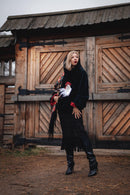 Black Velvet Hoodie with Hand Embroidery