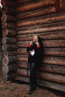 Black Velvet Hoodie with Hand Embroidery