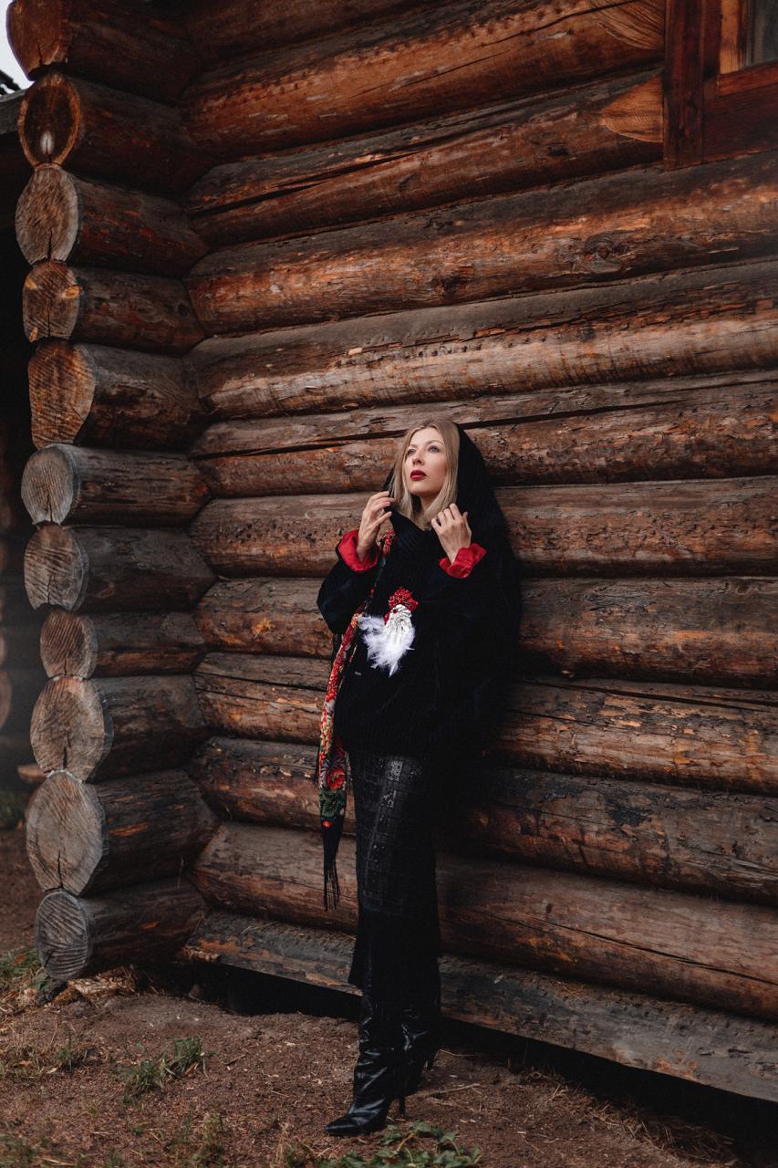 Black Velvet Hoodie with Hand Embroidery