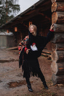 Black Velvet Hoodie with Hand Embroidery