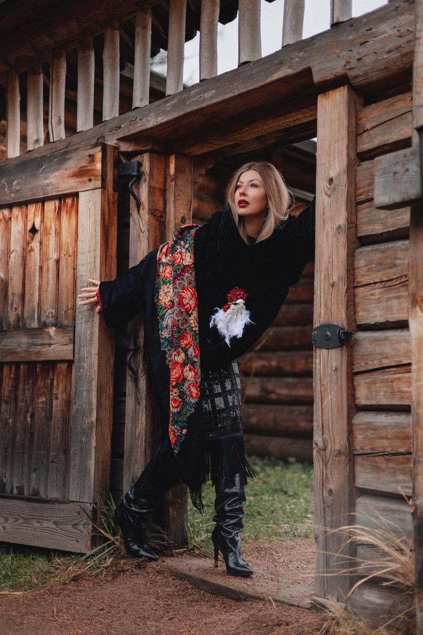 Black Velvet Hoodie with Hand Embroidery