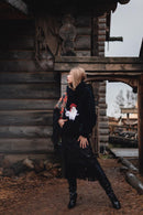 Black Velvet Hoodie with Hand Embroidery