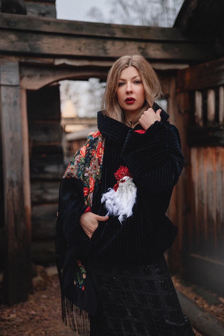 Black Velvet Hoodie with Hand Embroidery