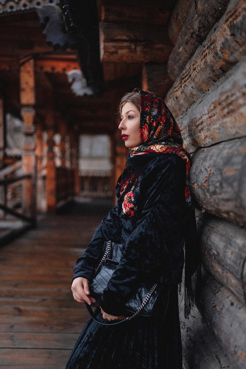 Hand-Embroidered Black Velvet Hoodie