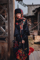 Hand-Embroidered Black Velvet Hoodie