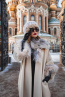 Ivory Cashmere Coat in Russian Style