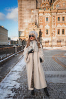 Ivory Cashmere Coat in Russian Style