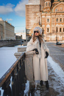 Ivory Cashmere Coat in Russian Style