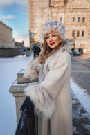 Ivory Cashmere Coat in Russian Style