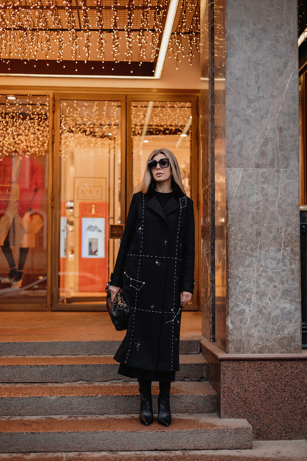 Hand-Embroidered Long Wool Coat