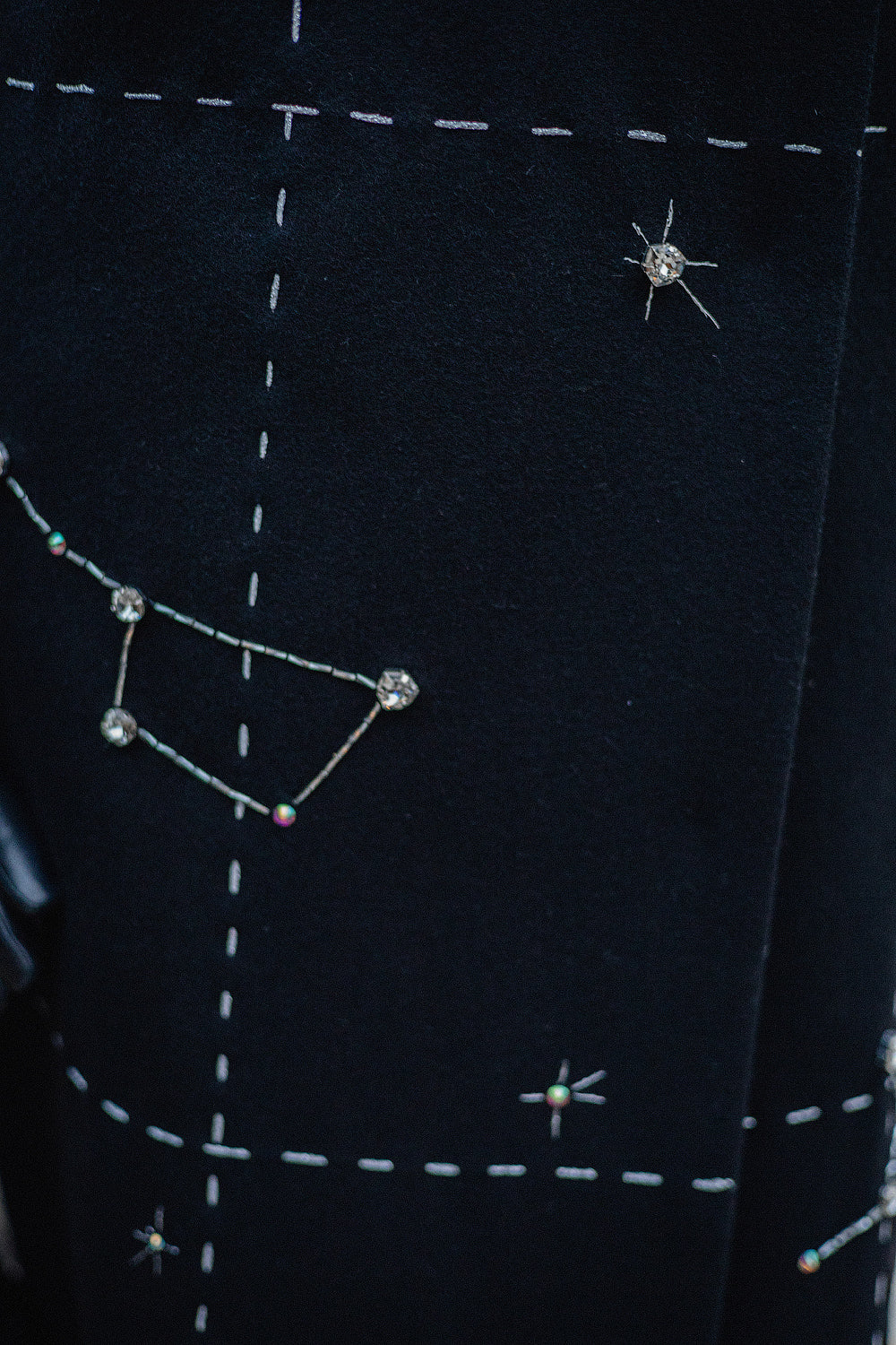 Hand-Embroidered Long Wool Coat