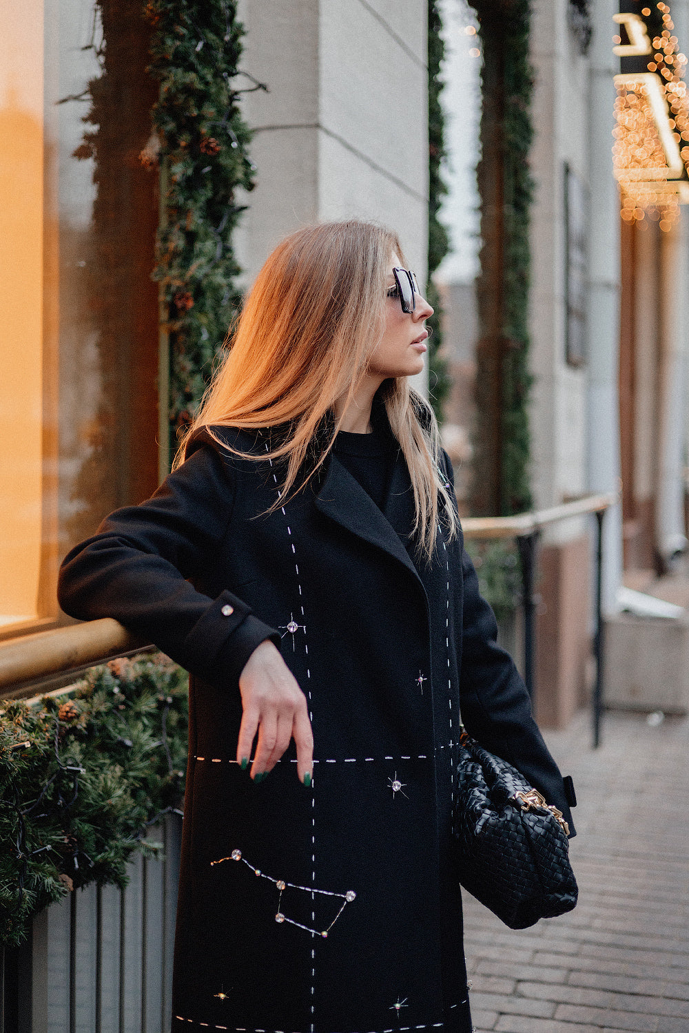 Hand-Embroidered Long Wool Coat