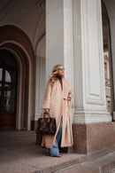 Beige Designer Wool Coat