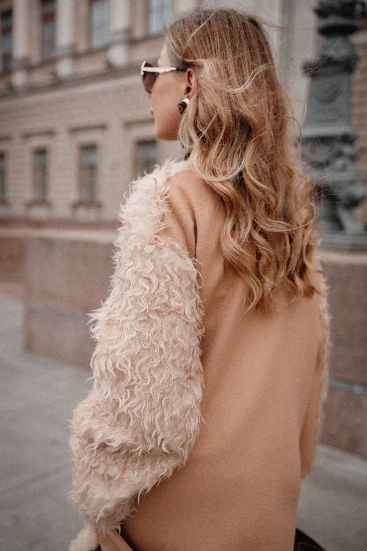Beige Designer Wool Coat