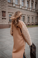 Beige Designer Wool Coat