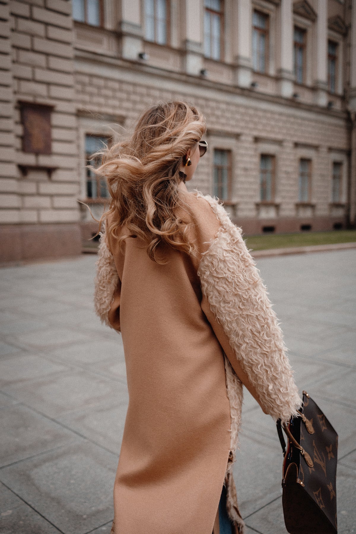 Beige Designer Wool Coat