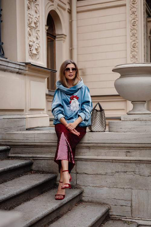 Handmade Embroidered Cotton Velvet Hoodie