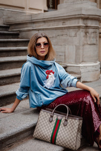 Handmade Embroidered Cotton Velvet Hoodie