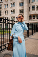 Light Blue Pleated Skirt and Top Set