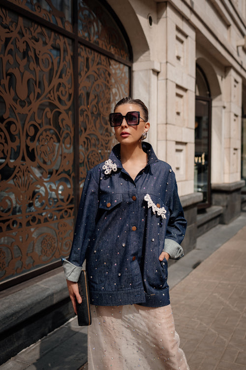Denim Jacket with Hand Embroidery