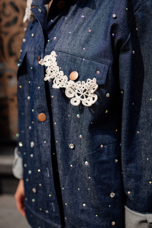 Denim Jacket with Hand Embroidery
