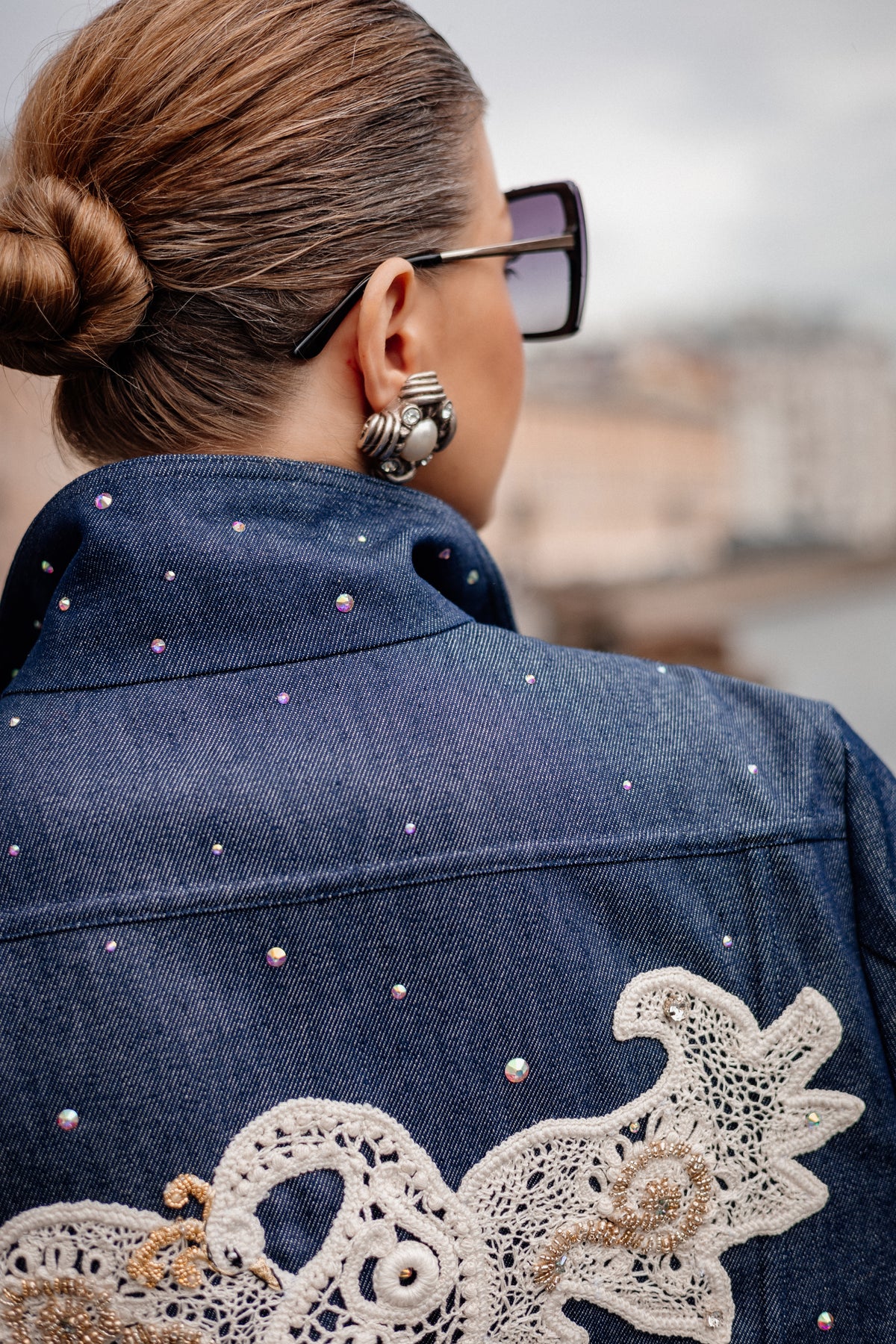 Denim Jacket with Hand Embroidery