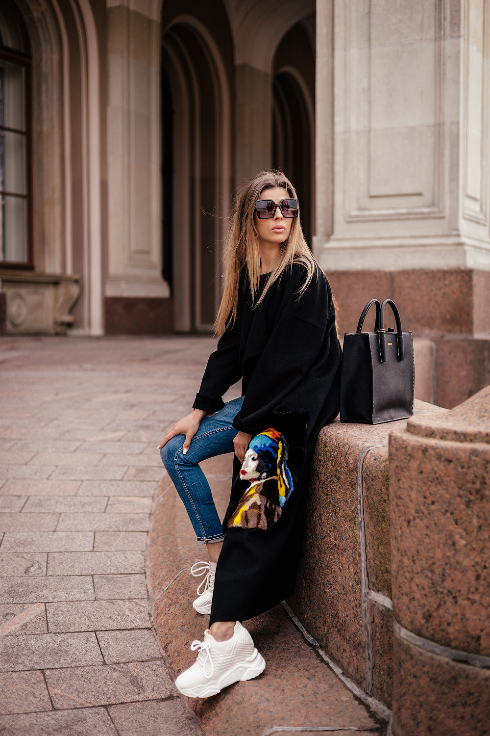 Hand-Embroidered Wool & Cashmere Coat with Mink Fur