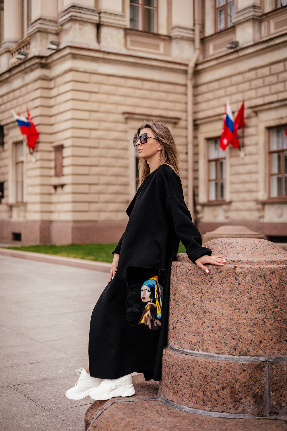 Hand-Embroidered Wool & Cashmere Coat with Mink Fur