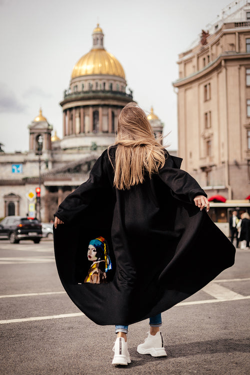 Hand-Embroidered Wool & Cashmere Coat with Mink Fur