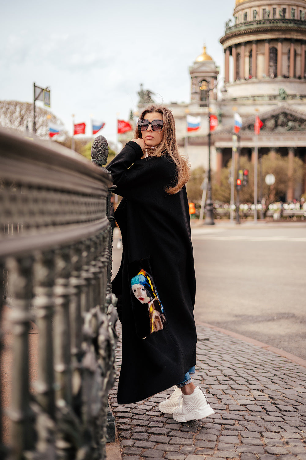 Hand-Embroidered Wool & Cashmere Coat with Mink Fur