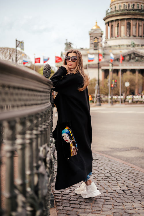 Hand-Embroidered Wool & Cashmere Coat with Mink Fur