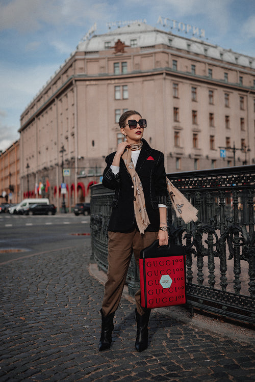 Black Embroidered Wool Blazer