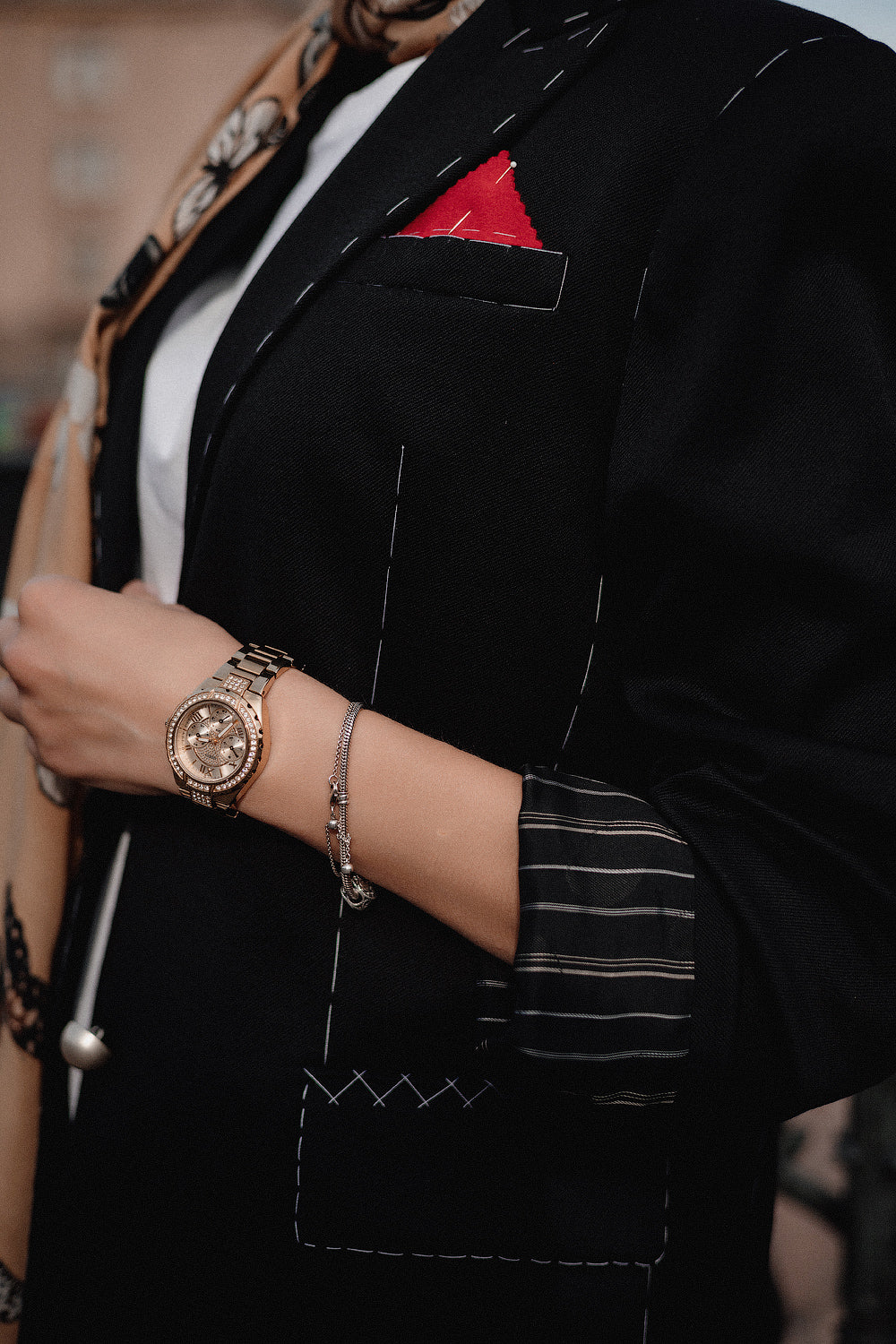 Black Embroidered Wool Blazer