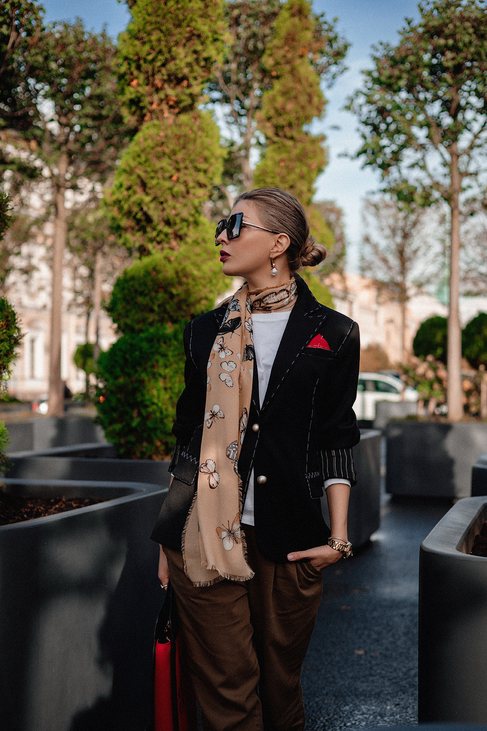 Black Embroidered Wool Blazer