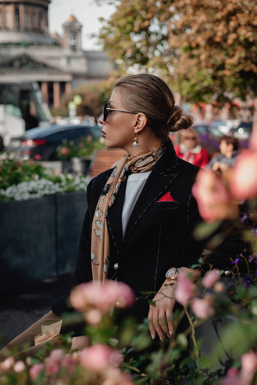 Black Embroidered Wool Blazer