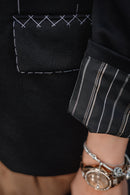Black Embroidered Wool Blazer